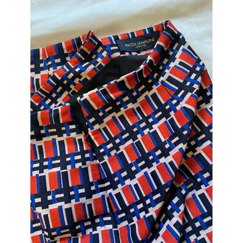 Piazza Sempione Multicolor Red Blue‎ Pink Blush SZ 12 lined Skirt made In Italy - Picture 3 of 8